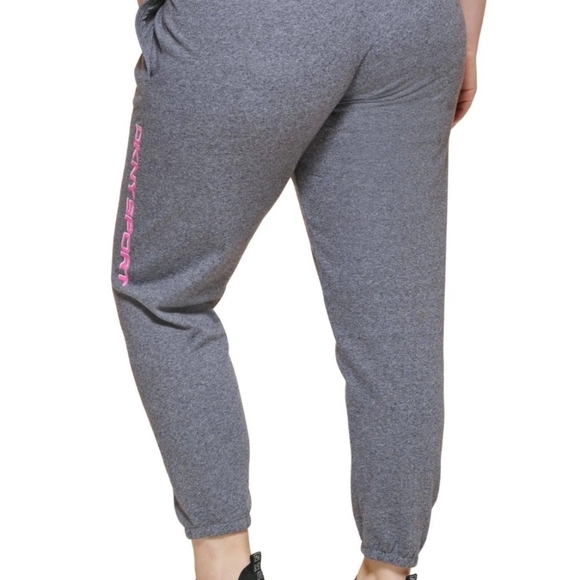 Dkny Plus Womens Logo High Rise Jogger Pants, Plus 18W (2X) / Gray - Picture 3 of 5
